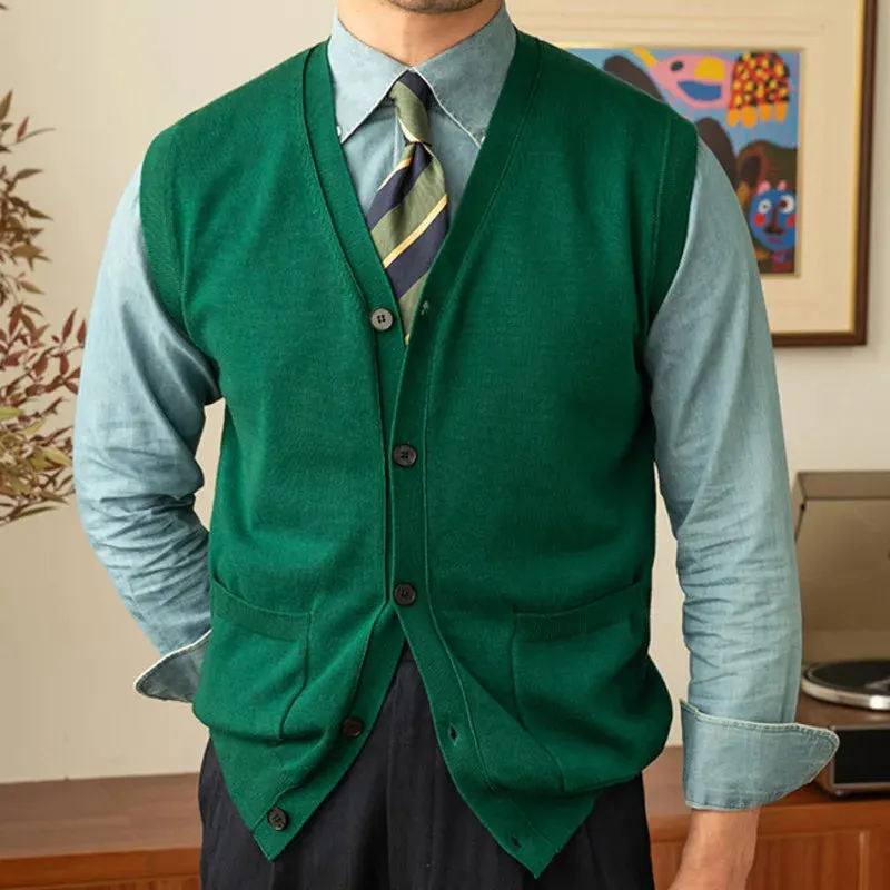 Knit Solid Single Button Vest