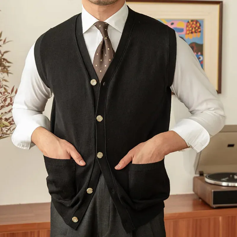 Knit Solid Single Button Vest