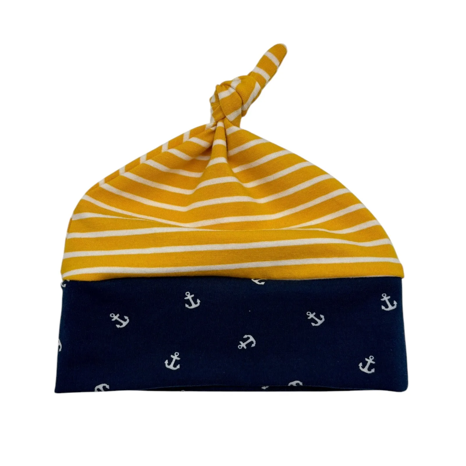 Knot Hat in 3 months: Anchors and Stripes