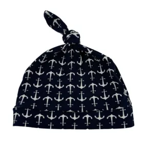 Knot Hat in Newborn: Anchors on Navy