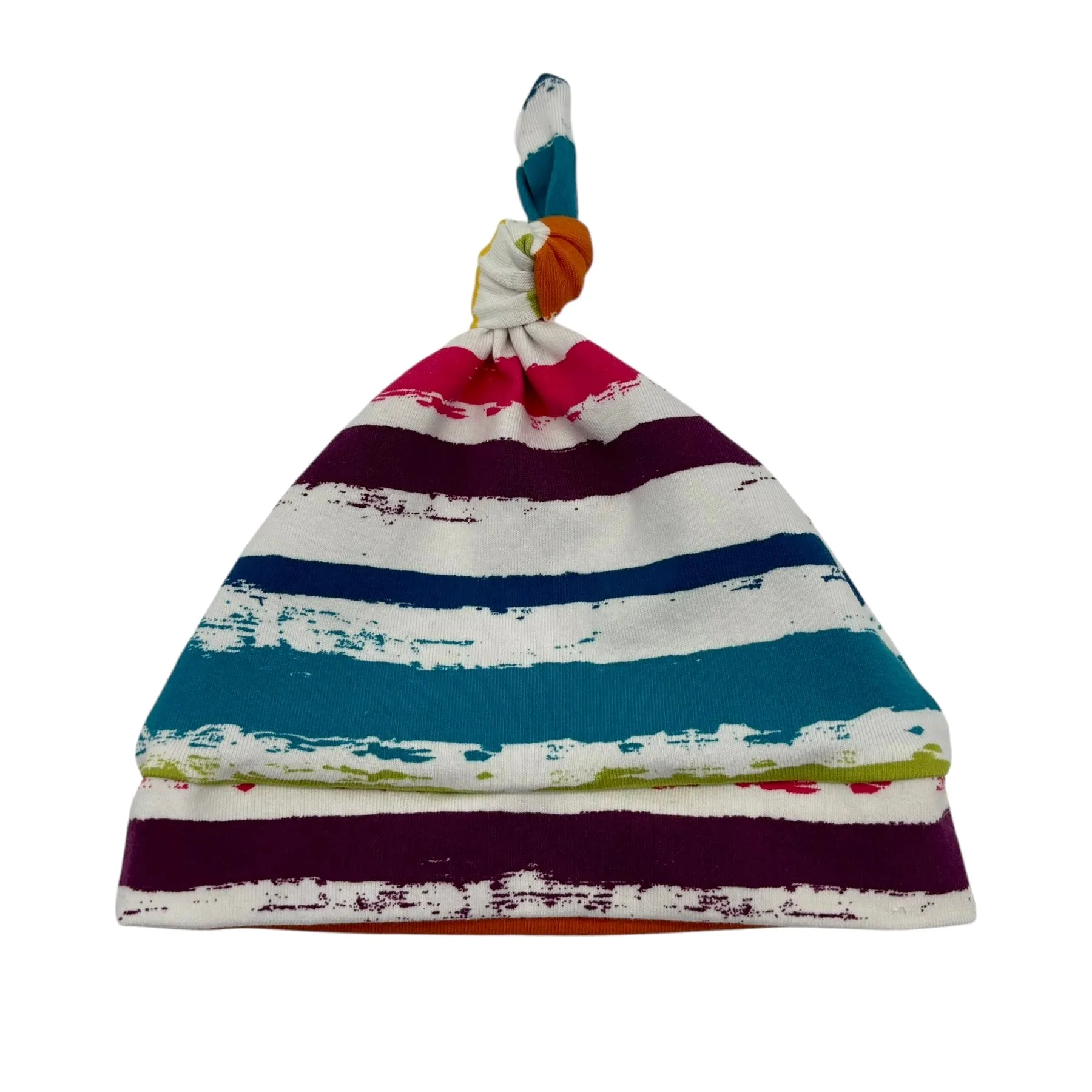 Knot Hat in Newborn: Rainbow Strokes