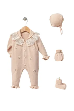 Lily Beige Newborn Girl Coming Home Set (5 Pcs)