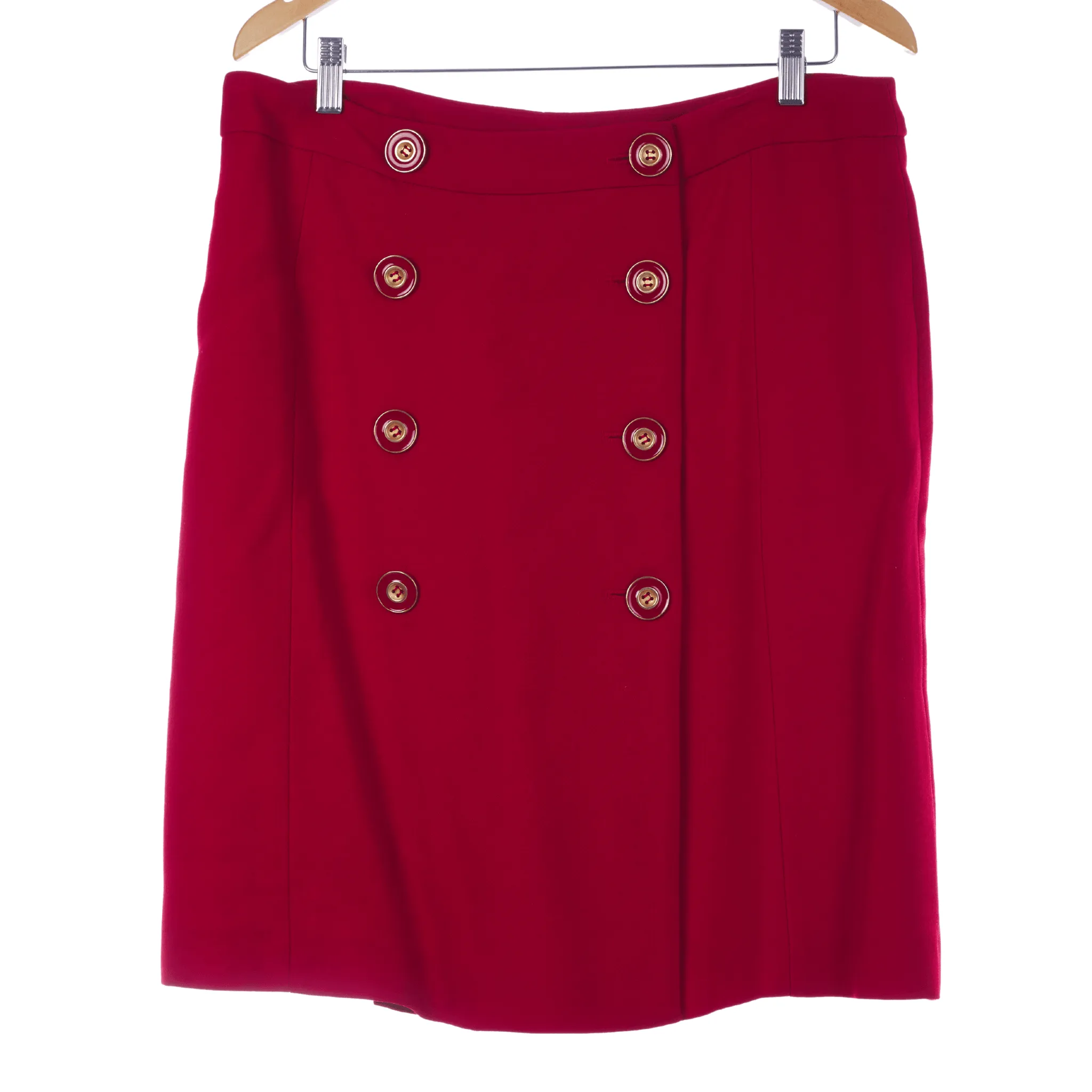 L.K. Bennett Red Wool Mix Skirt UK Size 16