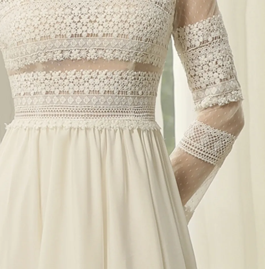 Long Sleeve Lace A-line Boho Wedding Dress