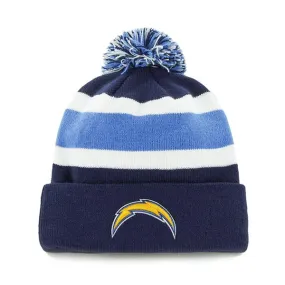 Los Angeles Chargers 47 Brand Tri-Tone Breakaway Cuffed Beanie Poofball Hat Cap