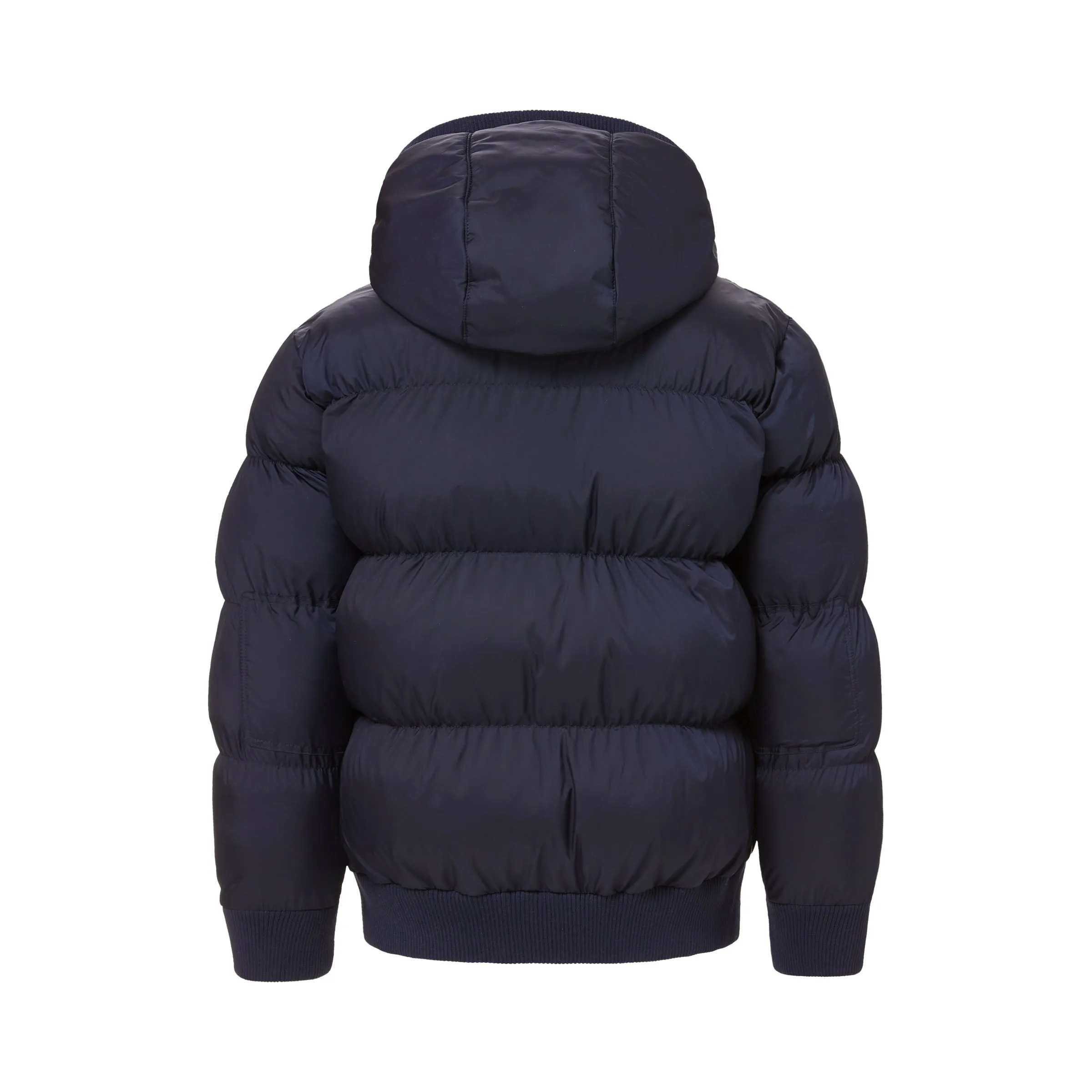 MagnaMini Kids Magnetic Front Water-Resistant Puffer Coat with Hood in Navy