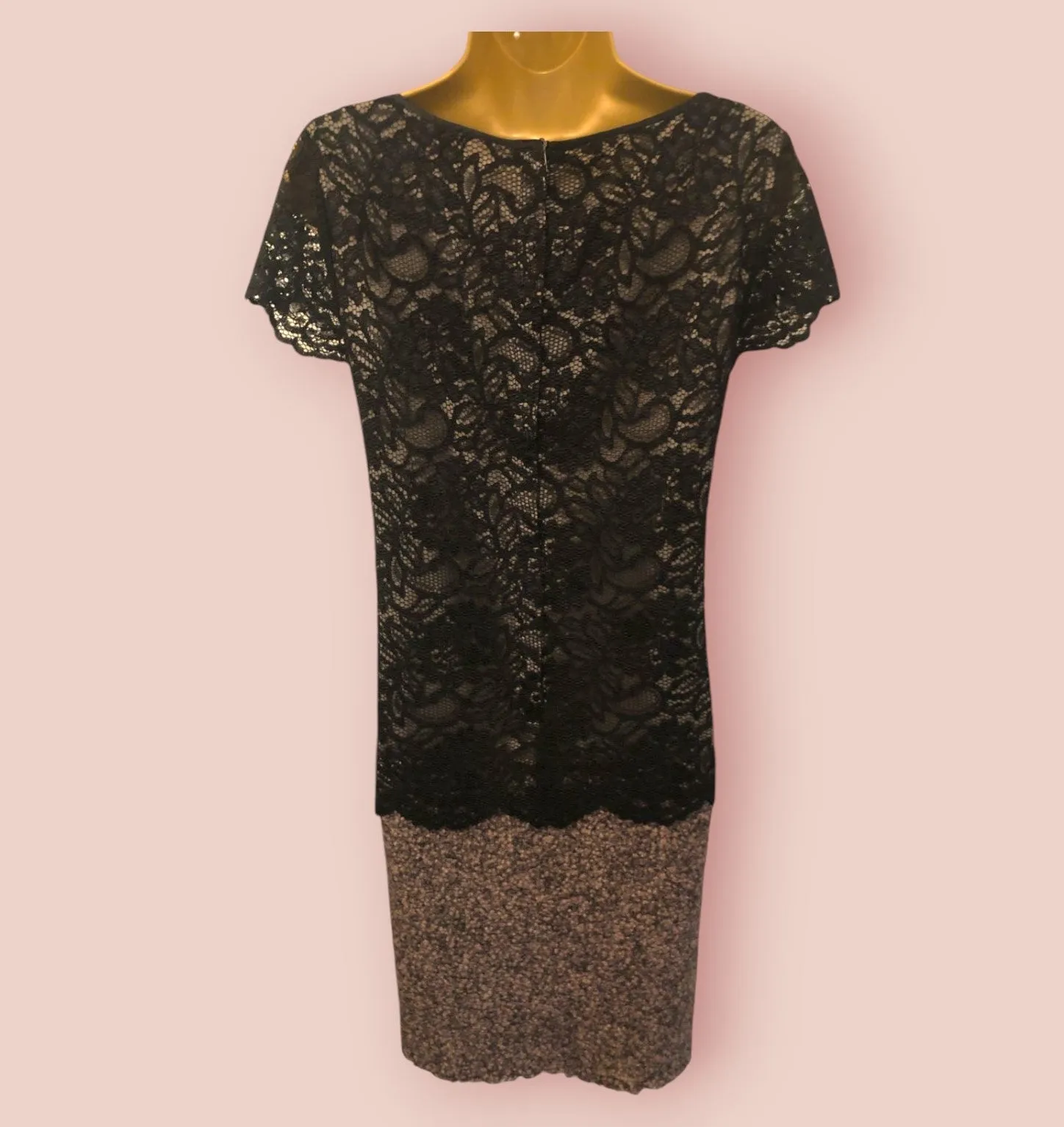 Marc Cain Ladies Black Lace & Wool Cap Sleeve Dress UK 10 US 6 EU 38