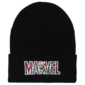 Marvel Comic Logo Beanie Embroidered Vintage Design Cuff Knit Beanie Hat Cap