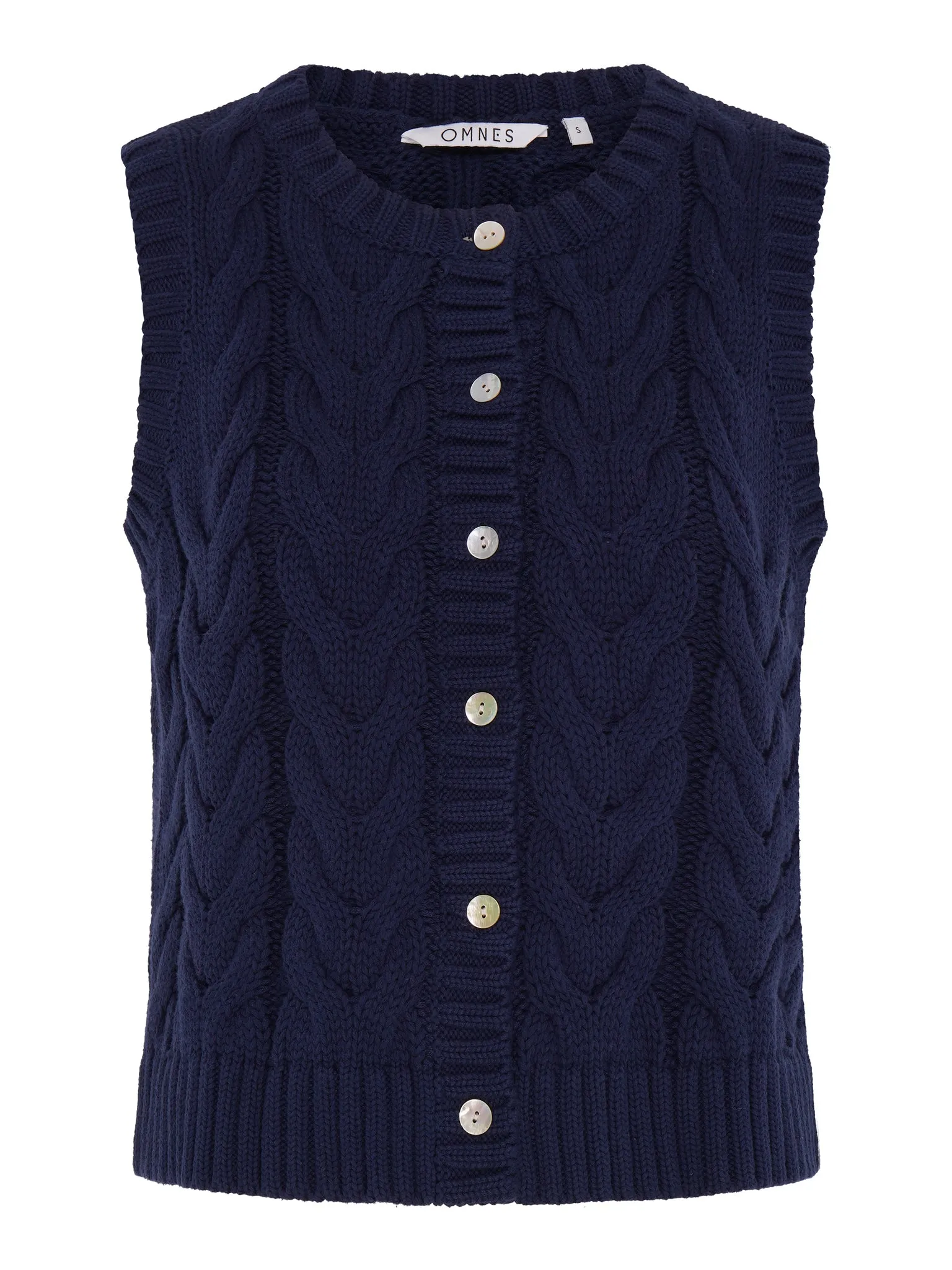 Matilda Cable Knitted Vest in Navy