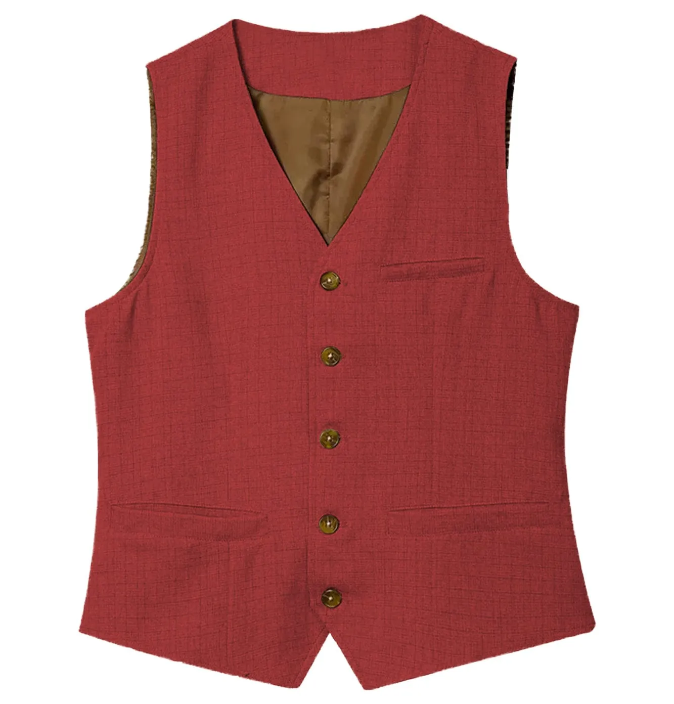 Men's Linen V Neck Vest Casual Summer Fashion Waistcoat