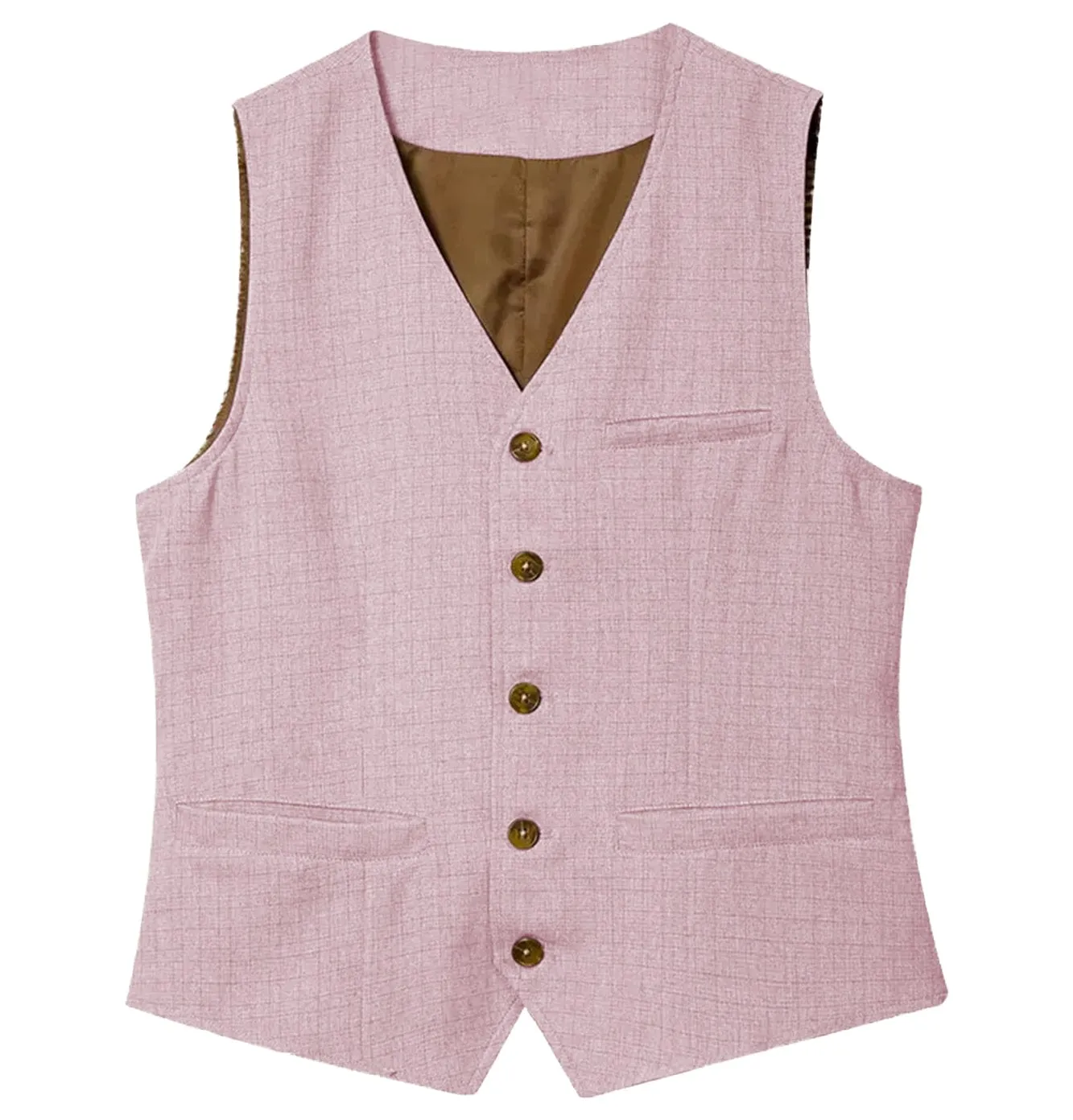 Men's Linen V Neck Vest Casual Summer Fashion Waistcoat