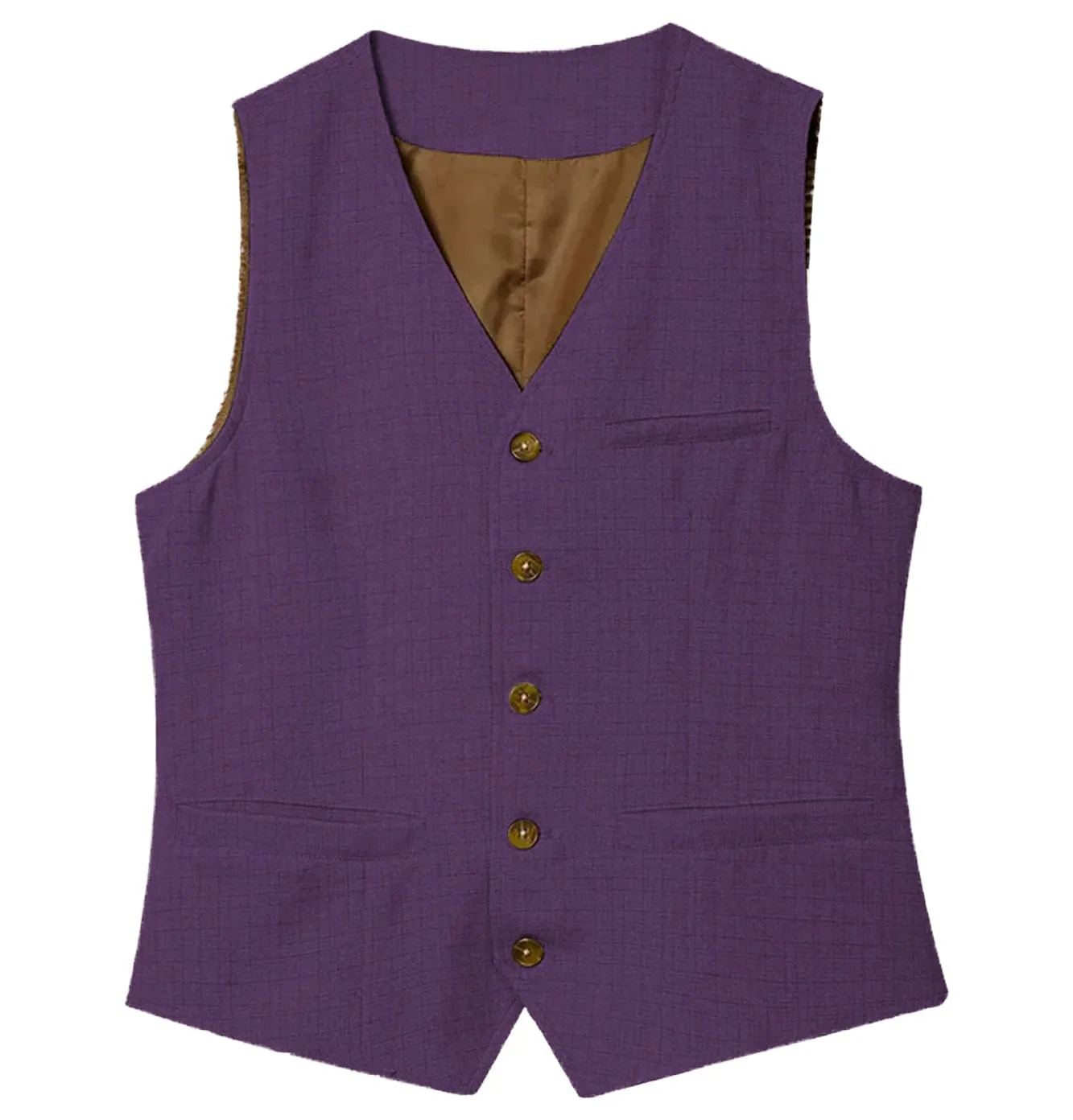 Men's Linen V Neck Vest Casual Summer Fashion Waistcoat