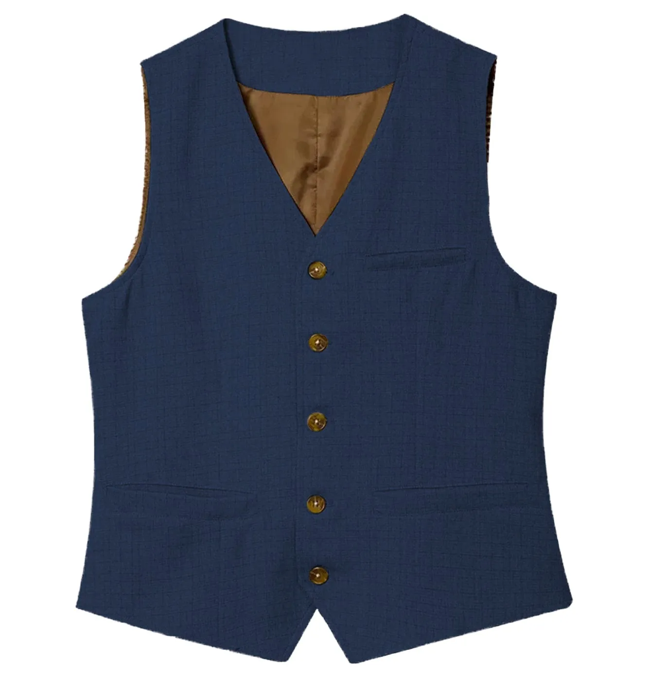 Men's Linen V Neck Vest Casual Summer Fashion Waistcoat