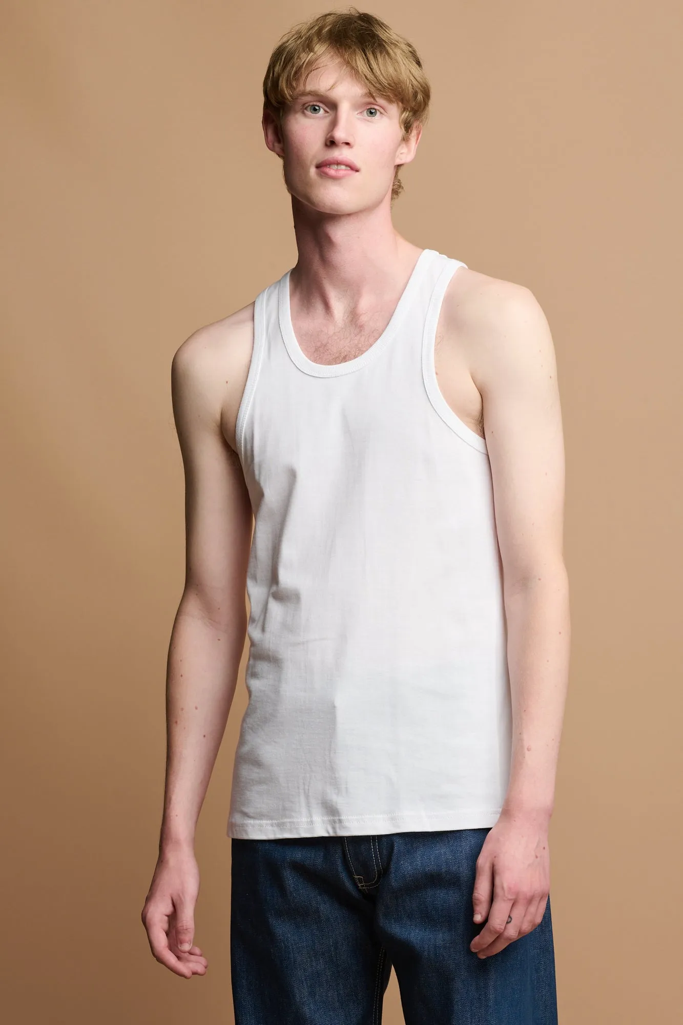 Men's Racer Back Vest Plastic Free - White