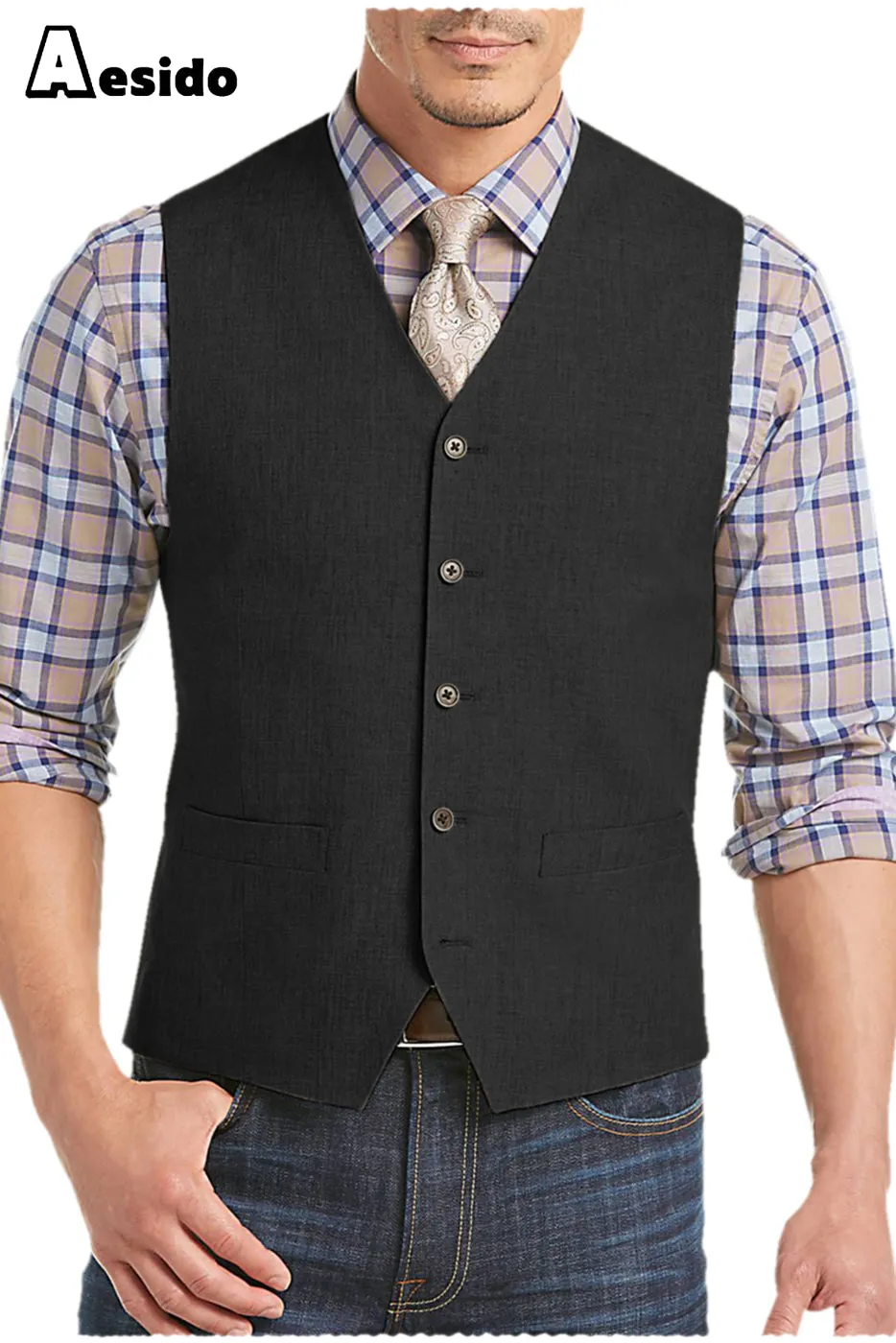 Men's Suit Single Breasted V Neck Waistcoat