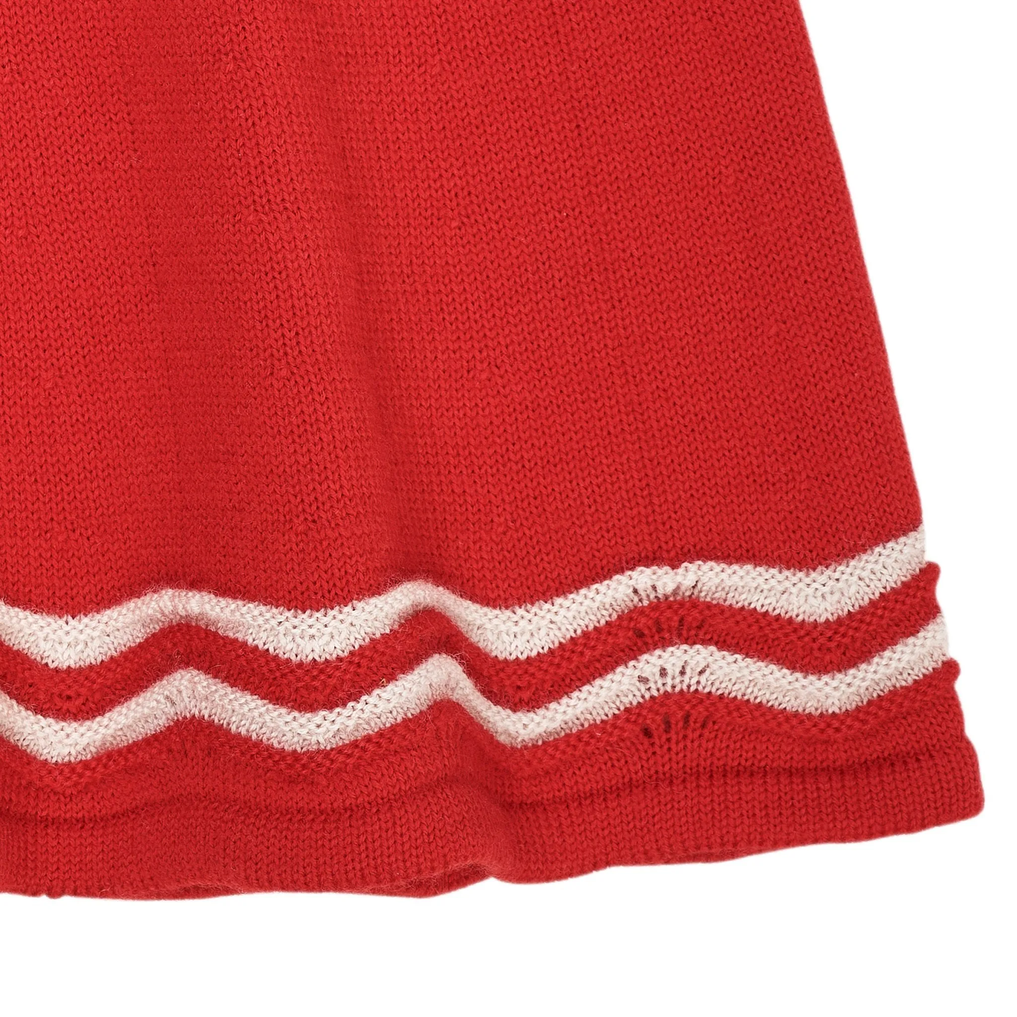 MERINO LT. KNITTED TENNIS SKIRT - RED/PALE CREAM MEL COMBI