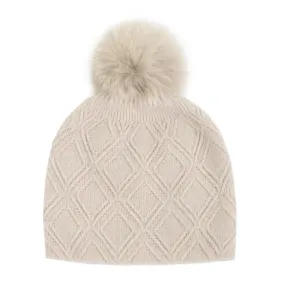 Mitchie's | Knitted Hat With Lurex And Fox Fur Pom