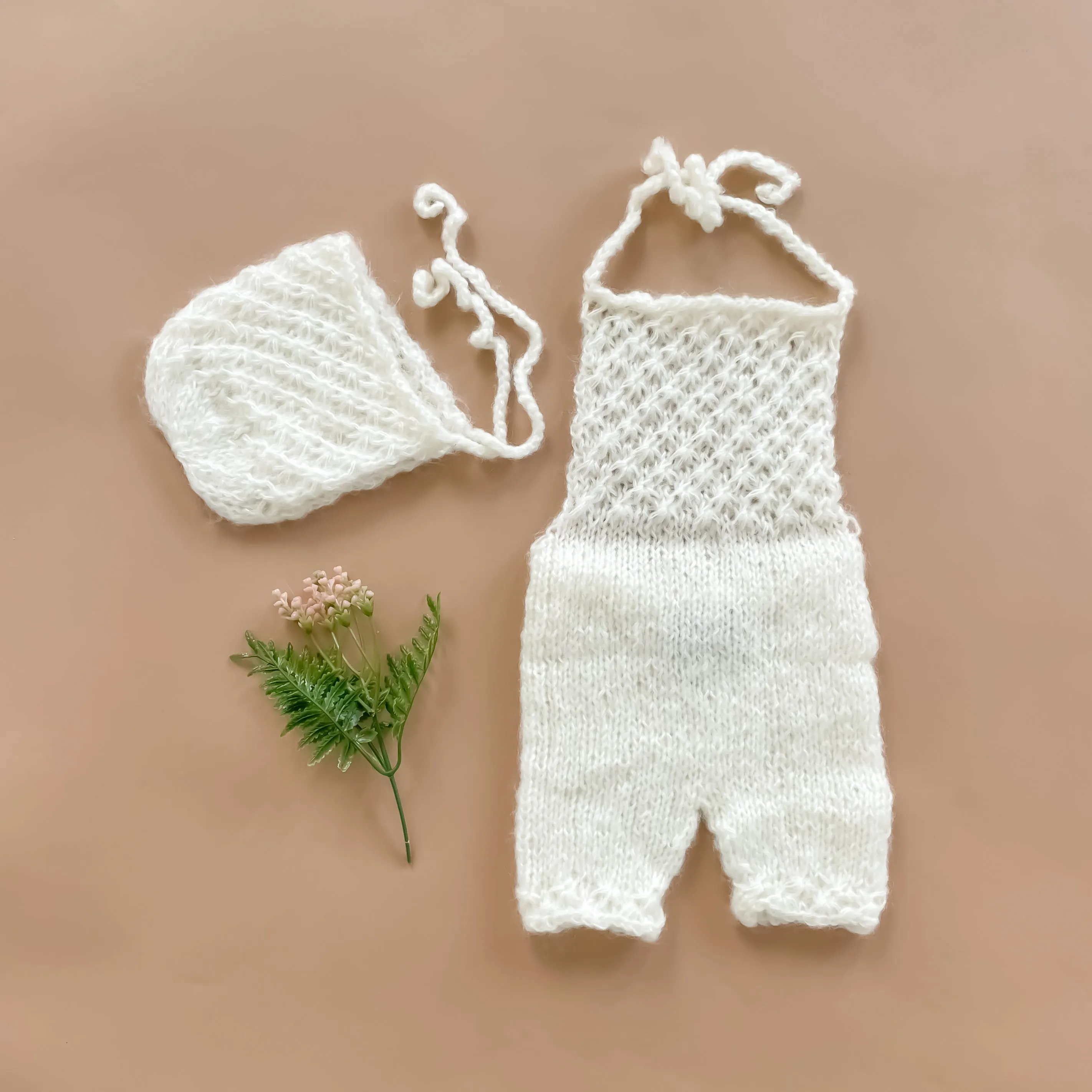 Mohair Bonnet and Pant Newborn Knit Set