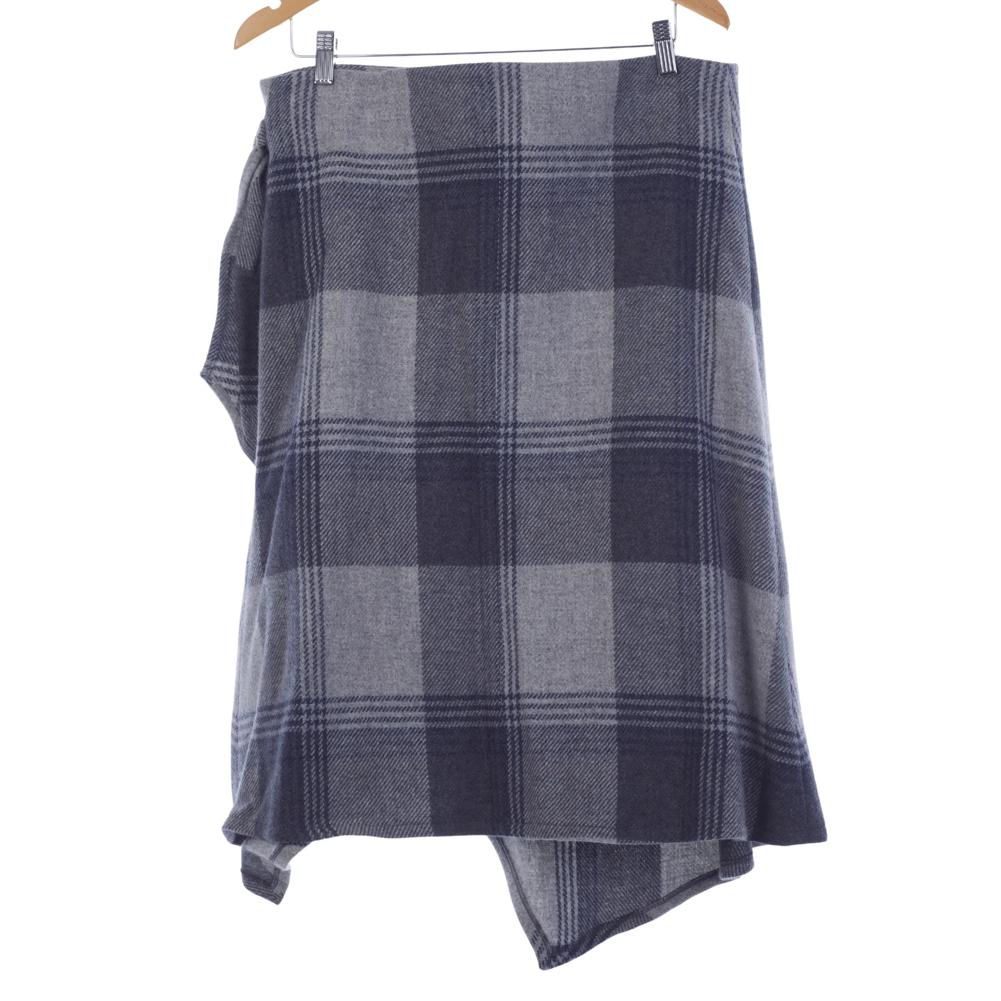 Moloh Grey Check Wool Wraparound / Kilt Style Skirt Grey UK 16