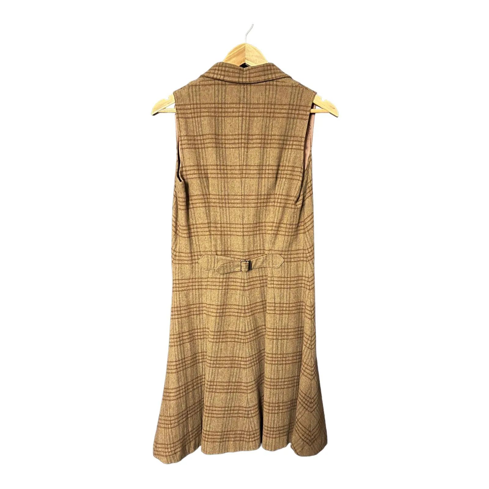 Moloh Wool Mid Brown Checked Sleeveless Dress UK Size 8