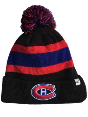 Montreal Canadiens 47 Brand Black Breakaway Knit Cuffed Poofball Beanie Hat Cap