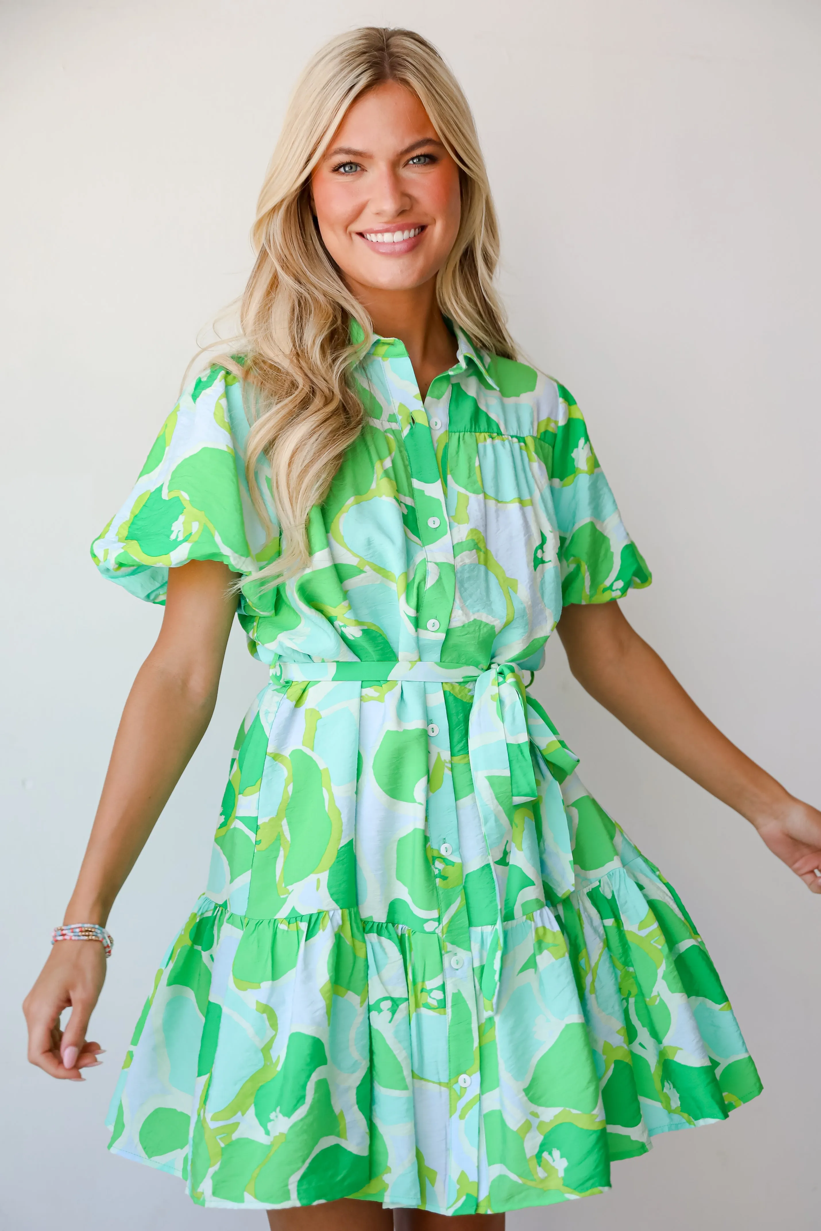 More Than Gorgeous Green Floral Mini Dress