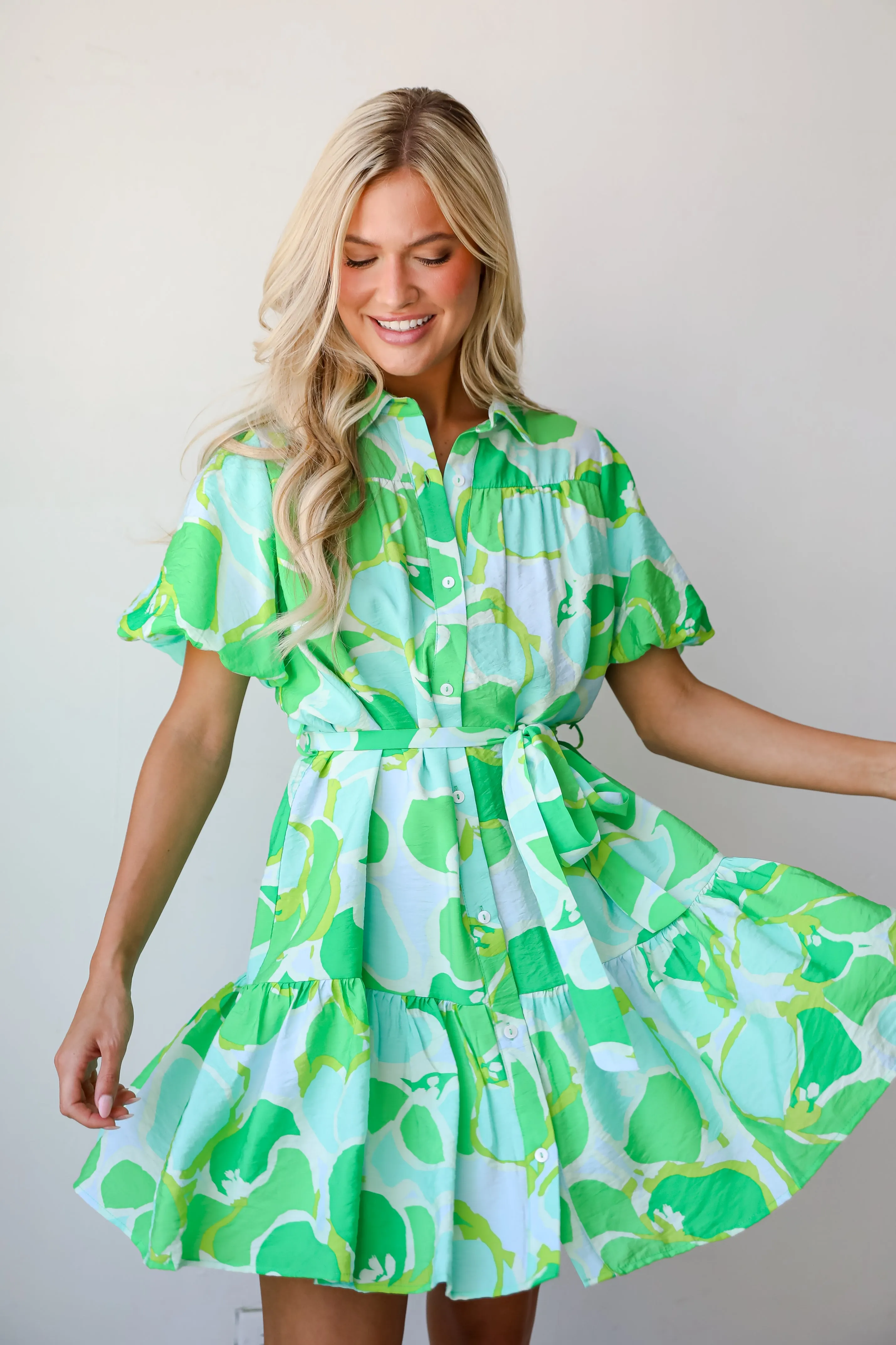 More Than Gorgeous Green Floral Mini Dress