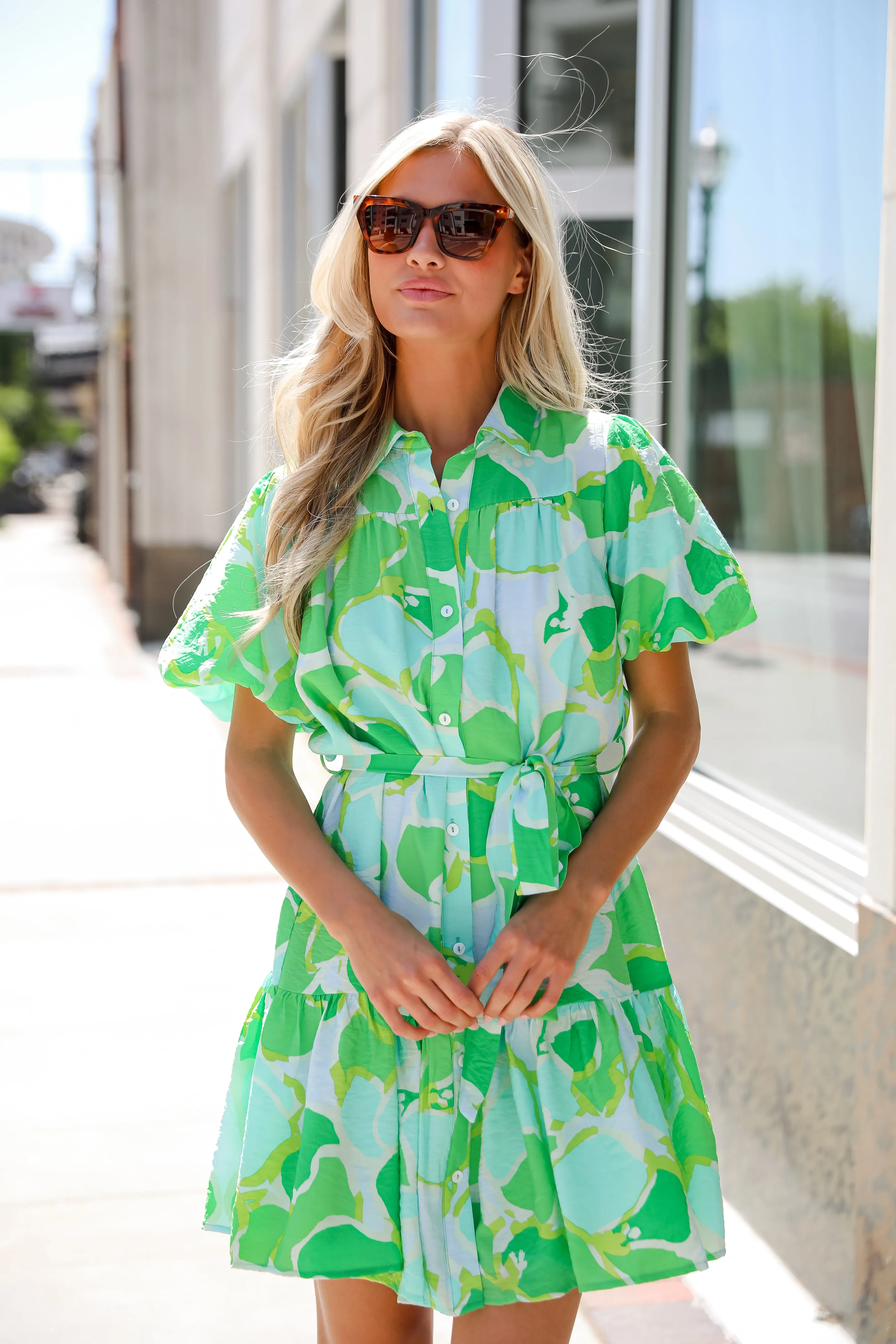 More Than Gorgeous Green Floral Mini Dress