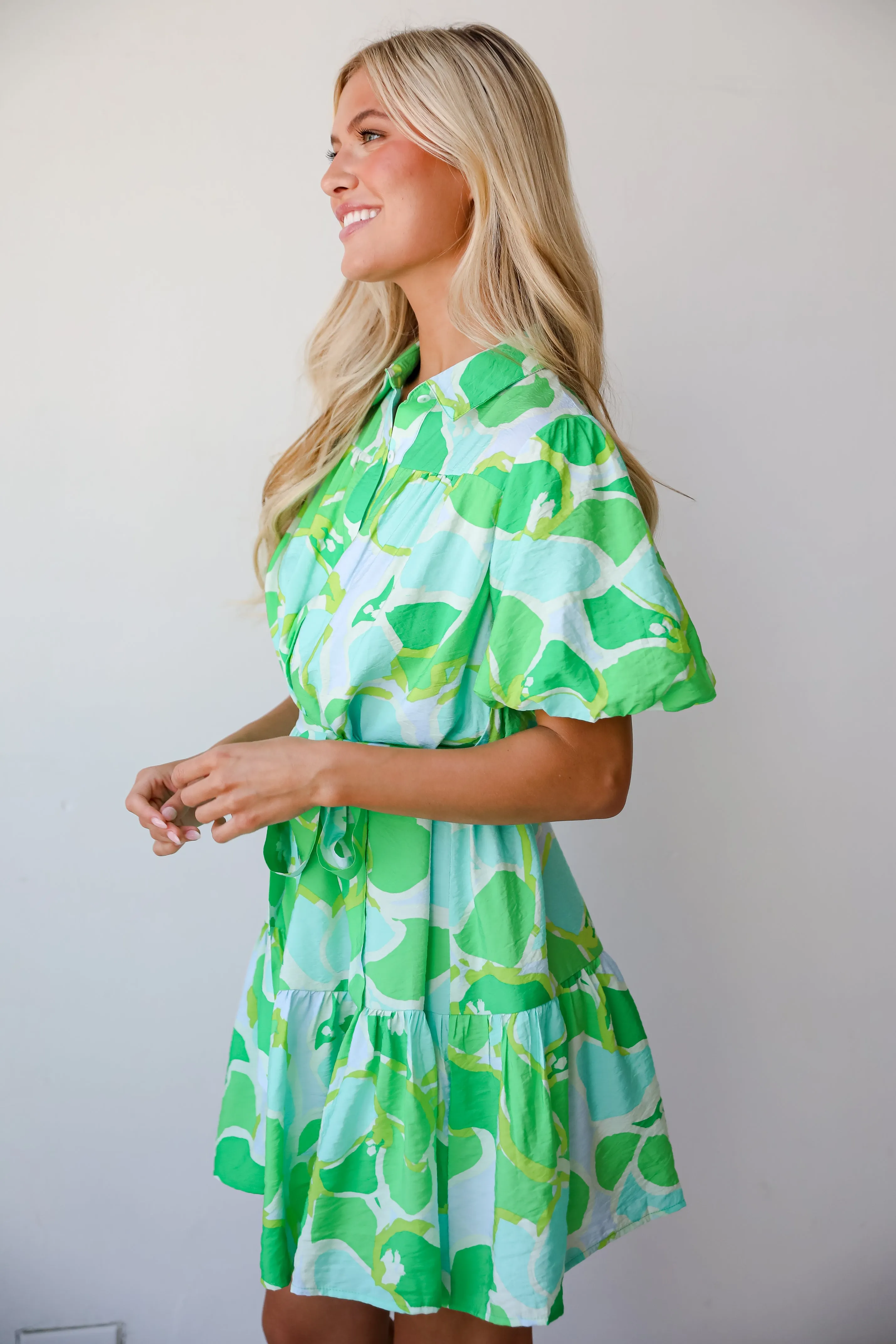 More Than Gorgeous Green Floral Mini Dress