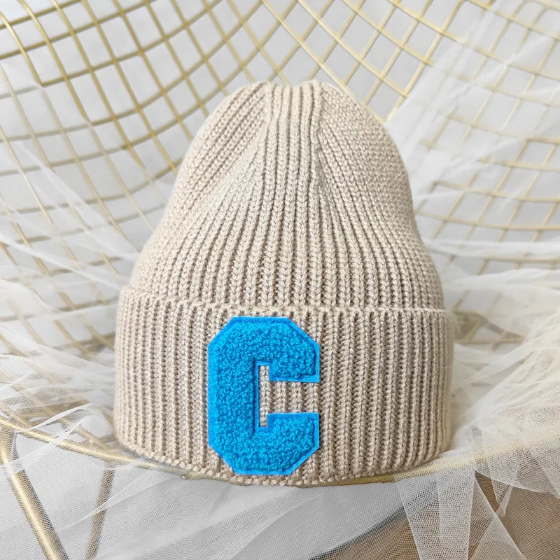 NEWBLOM Letter C embroidered warm ear protection knitted hat