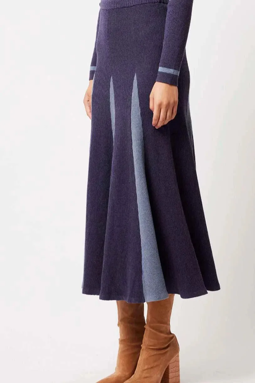 NOVA MERINO WOOL SKIRT | Ink   Storm