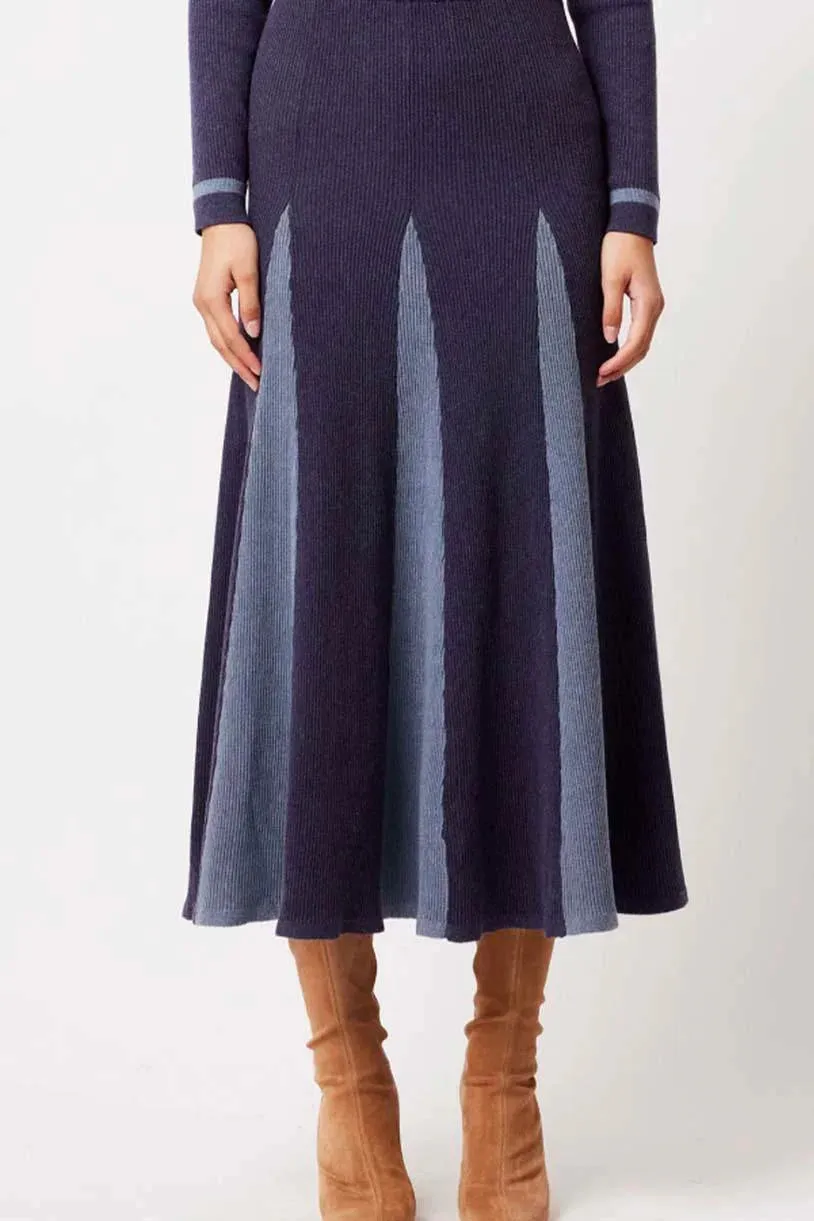 NOVA MERINO WOOL SKIRT | Ink   Storm