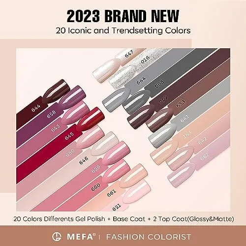 Nude-Pink Collection | 20 Colours | MEFA |  23 Pcs Gel Nail Polish Kit