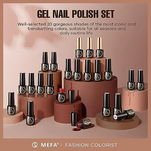 Nude-Pink Collection | 20 Colours | MEFA |  23 Pcs Gel Nail Polish Kit