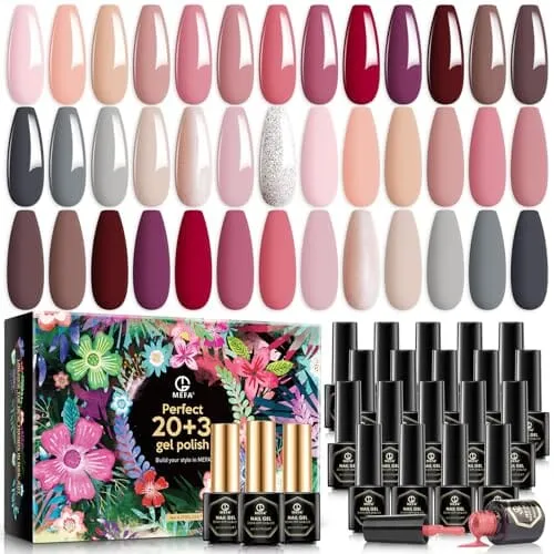 Nude-Pink Collection | 20 Colours | MEFA |  23 Pcs Gel Nail Polish Kit