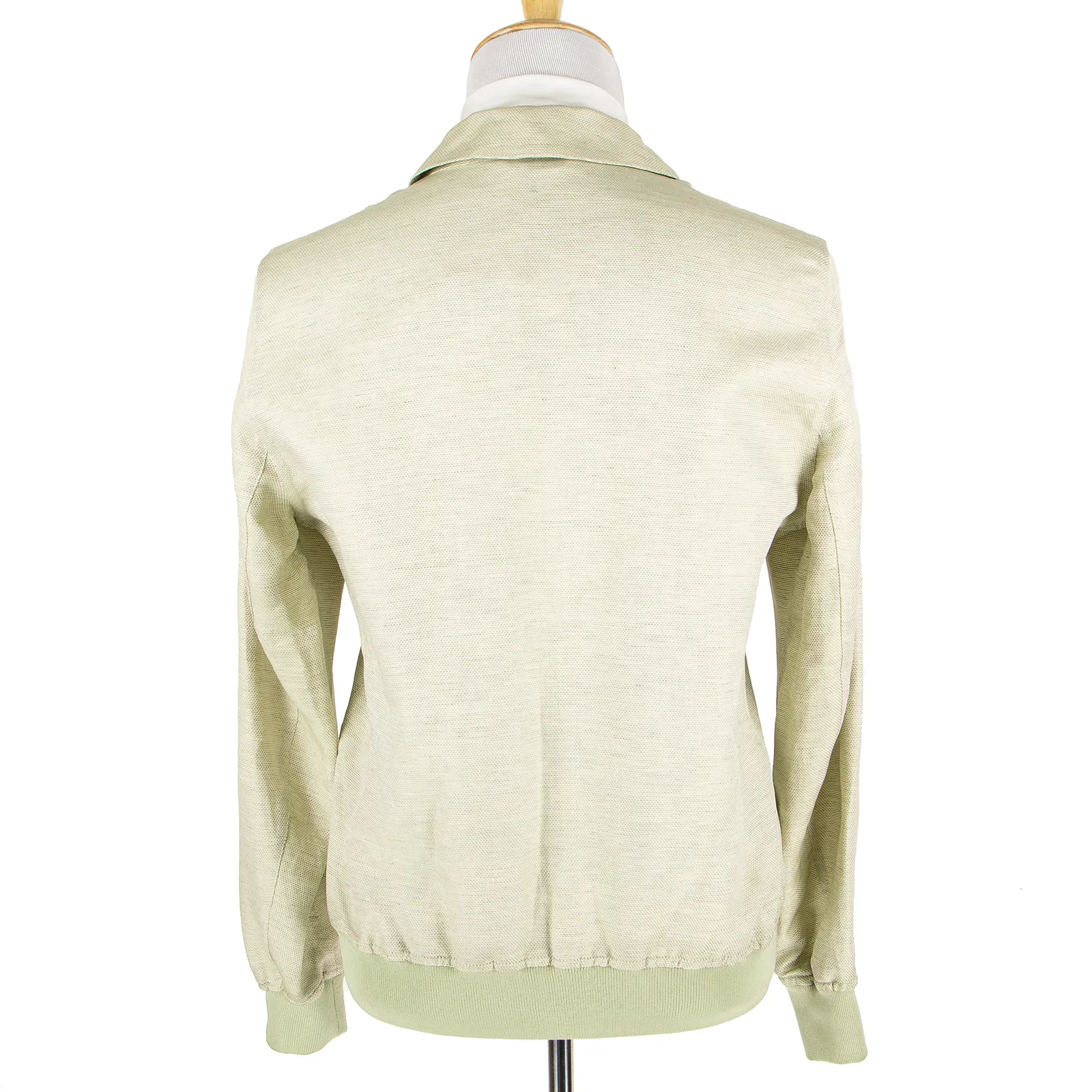 NWT Schiatti Pale Green 60% Silk Linen Pique Camo Lined Bomber Jacket