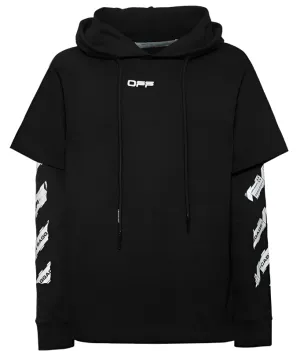 OFF-WHITE Airport Tape Double Layered Hoodie Black