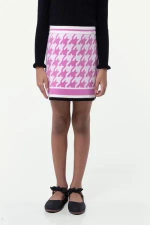 One Friday Kids Girls Pink Abstract Knitted Skirt