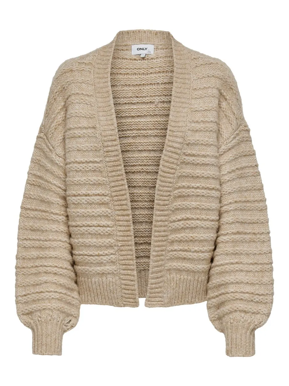 Onlnala Life Wool Ls Open Cardigan - Zand Dessin