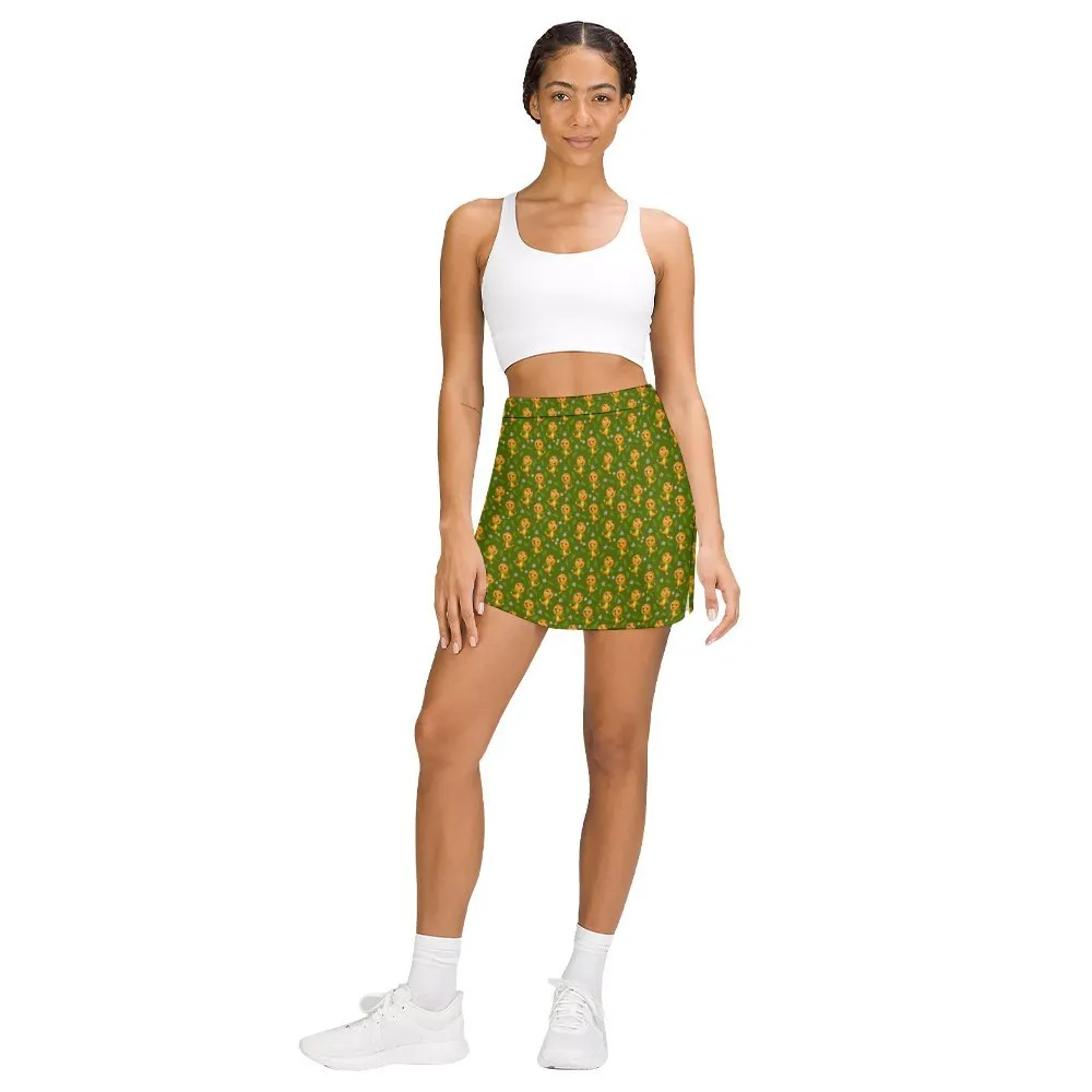 Orange Bird Athletic A-Line Skirt With Pocket Solid Shorts