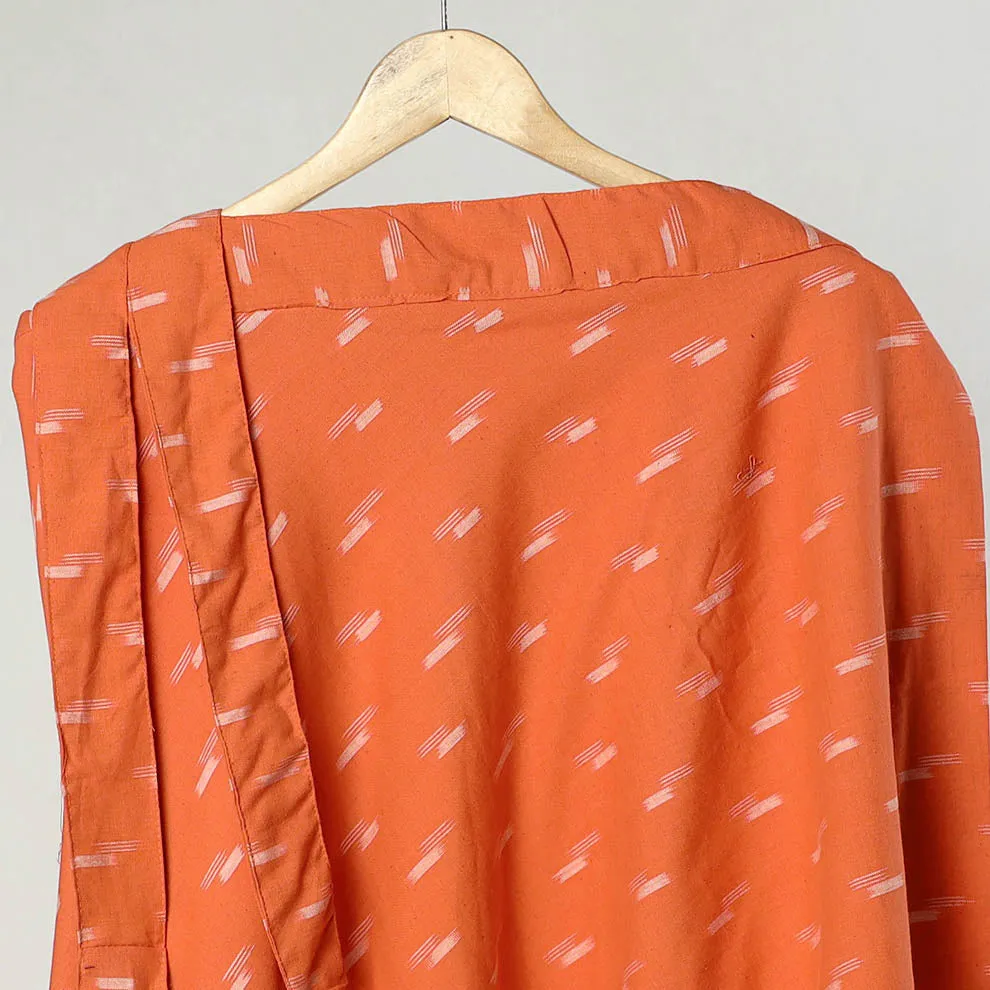 Orange - Pochampally Ikat Cotton Wrap Around Skirt 01