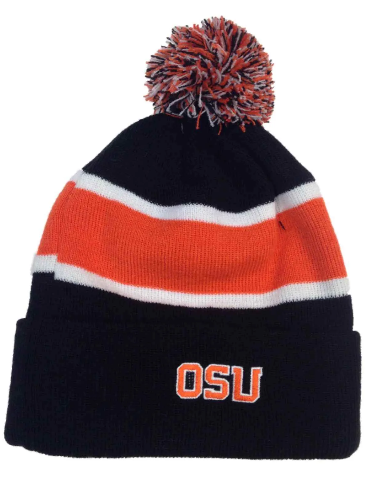 Oregon State Beavers TOW Tri-Tone Whirl Knit Cuffed Poof Winter Hat Cap Beanie