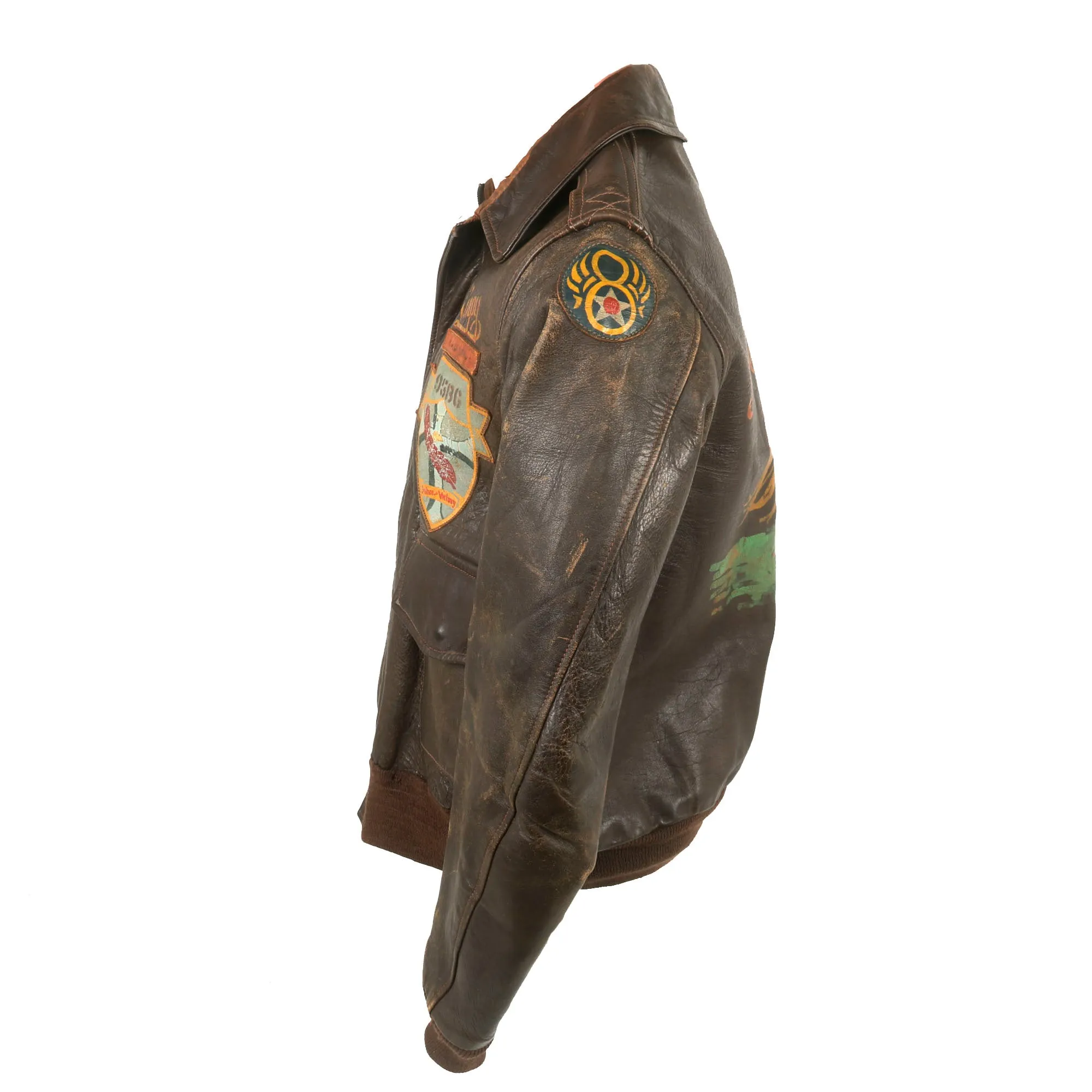 Original U.S. WWII B-17 “Evasive Action” Navigator Painted A2 Flight Jacket, Uniform, & Cased Medals and Insignia - Air Medal with 5 OLCs - 334th Bomb Squadron, 95th Bombardment Group - William Charles "Limpy" Limpach