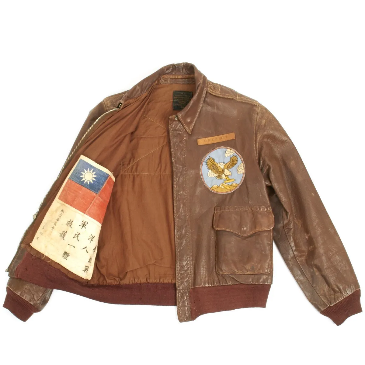 Original U.S. WWII B-25 Bomber 22nd Squadron 7th Bomb Group Named A-2 Flight Jacket (Size 38)- Lieutenant R.P. DU BOIS