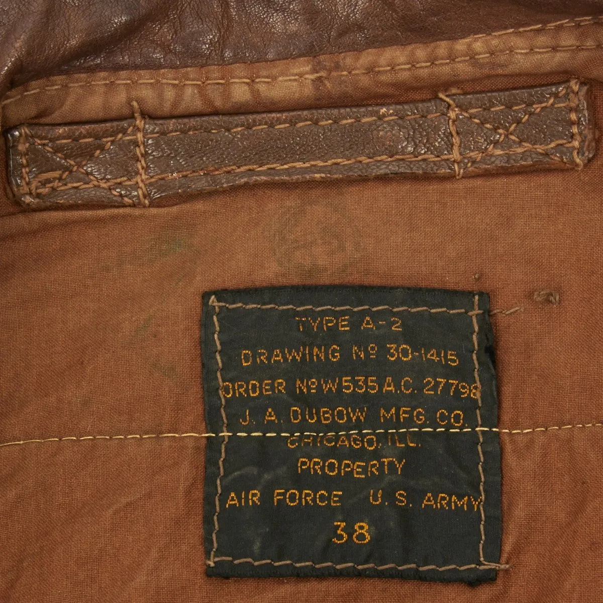 Original U.S. WWII B-25 Bomber 22nd Squadron 7th Bomb Group Named A-2 Flight Jacket (Size 38)- Lieutenant R.P. DU BOIS