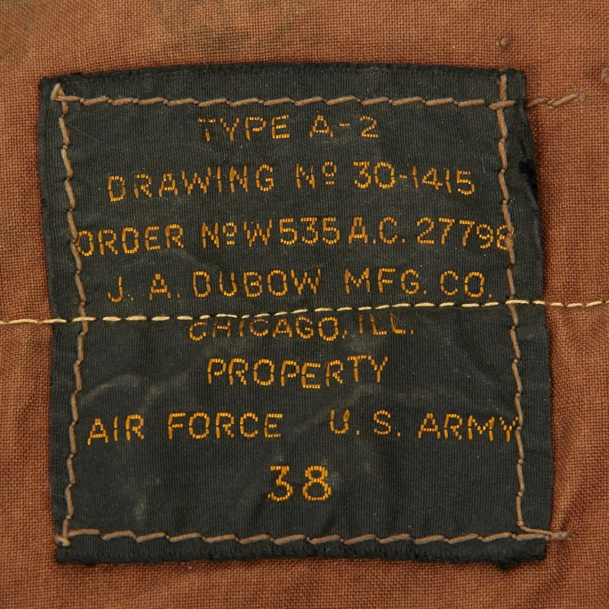 Original U.S. WWII B-25 Bomber 22nd Squadron 7th Bomb Group Named A-2 Flight Jacket (Size 38)- Lieutenant R.P. DU BOIS