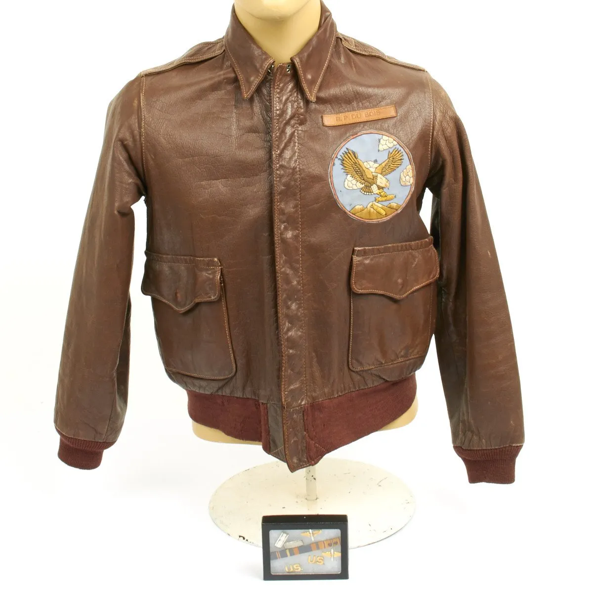 Original U.S. WWII B-25 Bomber 22nd Squadron 7th Bomb Group Named A-2 Flight Jacket (Size 38)- Lieutenant R.P. DU BOIS