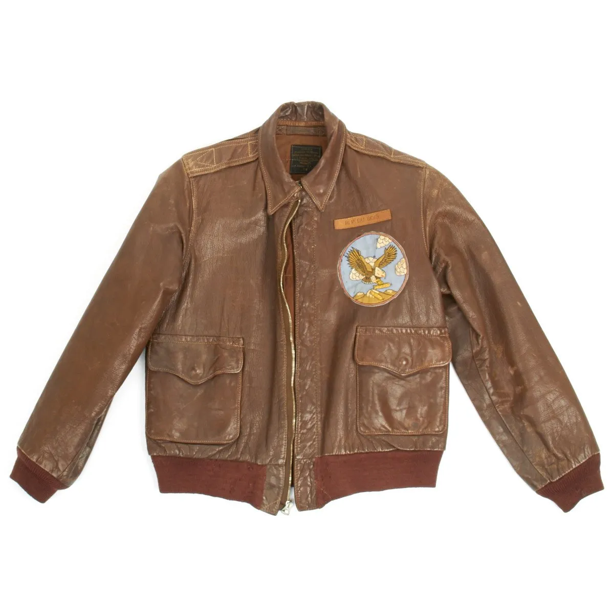 Original U.S. WWII B-25 Bomber 22nd Squadron 7th Bomb Group Named A-2 Flight Jacket (Size 38)- Lieutenant R.P. DU BOIS