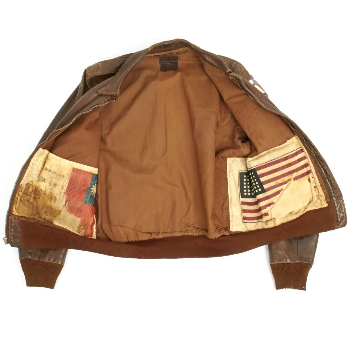 Original U.S. WWII B-25 Bomber Named A-2 Flight Jacket 22nd Squadron 7th Bomb Group (Size 40)- Lieutenant NORMAN J. SLOAN