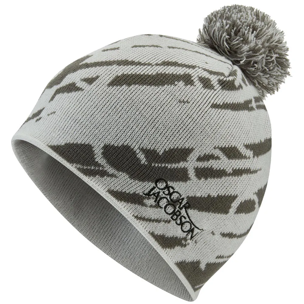 Oscar Jacobson Memphis Knitted Bobble Hat - Light/Grey Pewter